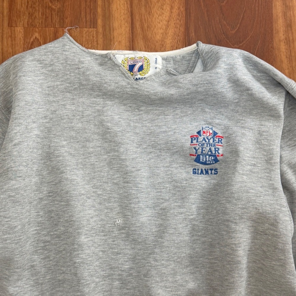 Vintage 90s Logo 7 Miller Lite NFL Player of the Year Giants Sweatshirt Size XL - Picture 2 of 8